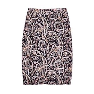 J. Crew No.2 Pencil Skirt in Feathered Paisley
